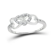 Sterling Silver ženski okrugli dijamantski prsten za srce CTTW