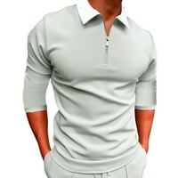 Muška majica s dugim rukavima Casual Slim Fit Sport Zip T Majica mišićne vrhove Tee svijetlo siva l
