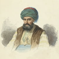 Sjedeći turku sa bodežom u svom pojasu, Louis Chantal, 1855., evropski plakat akvarel slikarskih plakata