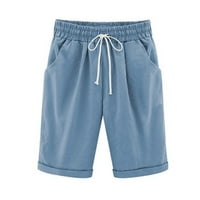 Cleance u iznosu od $ Cotonie ženske plus veličine pamučne kratke hlače Hlače Ljeto pune boje casual petoindarni hlače nacrtavaju visoke šarke sa džepovima