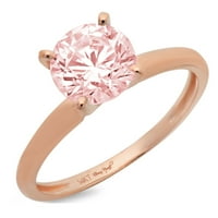 0. CT sjajan okrugli rez simulirani ružičasti dijamant 14k Rose Gold Solitaire prsten sz 4.5