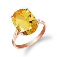 Galaxy Gold 14K Rose Gold Prirodni citrinski Prsten za pasijan - veličina 7.0