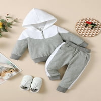 AFUNBABY set za bebe, kontrastna boja s kapuljačom dugih rukava sa patentnim pantalonama