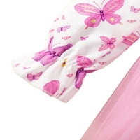 Glonme Star tiskane haljine za djevojke Casual Spring Party haljina labava cvjetna print ružičasta