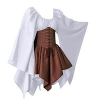 Renesansne mini haljine za žene Vintage Halloween kostim bahat-rukav zavoj tunik Oneck nepravilne haljine