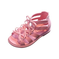 Sandale za djevojčice za djecu za djevojčice udobne na otvorenom casual cipele za plažu Toddler cipele za bebe djevojke slatka čvrsta boja luk izdubite neklizajuće mekane jedino-potplatne rimske sandale, 4-11 godina