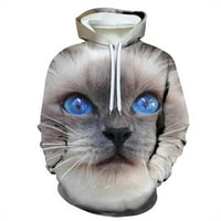 3D CAT životinjski grafički pulover dukseve Fleece Dukseri za muškarce žene