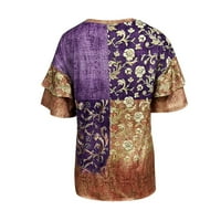 Ženski bluze Okrugli izrez Grafički otisci bluza Modni ženski plus ljetne majice za laktove purple xl
