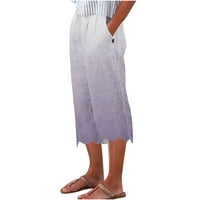 Capri pantalone za žene široke noge joga hlače sa džepovima sa visokim strukom casual haljine useva hlače ženske posteljine hlače