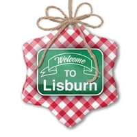 Ornament tiskani jedno strani zeleni znak Dobrodošli u Lisburn Božić Neonblond