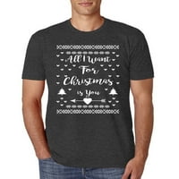 Sve što želim za Božić je previše ružan božićni džemper muški premium tri mješavina majica, vintage crna, srednja