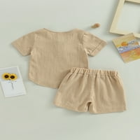 Dojenčad za bebe Boy ljetne odjeće, dugme s kratkim rukavima niz džepni vrhovi kratkih hlača