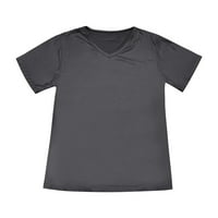 Majice za žene kratki rukav V-izrez Tors Solid Print Sivi XXL