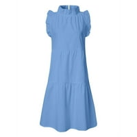 Haljine za žene za žene Ženske rukavice bez rukava haljina labava minidjela casual ljetna haljina plava