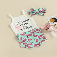 Kiapeise Newborn Baby Girls Set Set mun ruff ruffle romper flamingo kratke hlače Traka za glavu ljetne