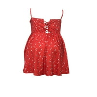 Ljetna ženska cvjetna print midi haljina plus veličina špageta remena Boho ljuljačka haljina casual