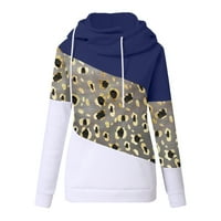 TKLpehg ženske modne dukseve i dukseve Leopard Boja bloka Spajanje udobne labave fit pulover vrhovi