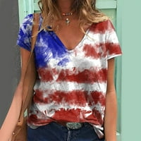 Dan nezavisnosti tiskani ljetne majice Svakodnevne žene O-izrez SAD Zastava Američkog 4. jula tiskana