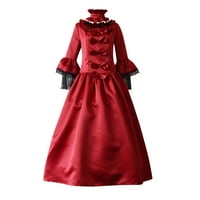 Haljine Gotske haljine haljine renesansne haljine za žene Vintage čipka za haljinu Red-G Medium