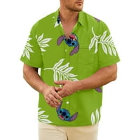 Lilo Stitch Najbolji prijatelj Floral Hawaii Muški prugasti kratki rukav Regularni fit poplin majice