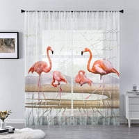 Voguele Dvije ploče zavjesa Flamingo Voile Slot za zavjese TOP CLEER PROZOR PROZORNI POKRETNI POKRETNI