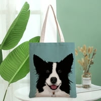Životinjski psi platno tote tote, sa dizajnerskom uzorkom ispisanim za žene Kupovina, torba za višekratnu