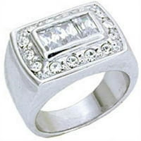 Alamode S11931 - Rodium sterling srebrni prsten sa AAA razredom CZ, Clear - Veličina 11