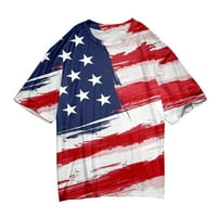 Košulje za ženu Ležerna američka košulja za zastavu Kratki rukav Okrugli izrez SAD-a, 4. dan Neovisnosti