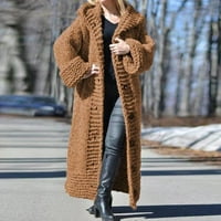 Hupta ženski ležerni čvrsti pleteni dugme plus džemper s dugim rukavima dugi kardigan kaput