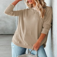 Dokotoo ženske casual osnovne pulovere vafle pletene krivo s dugim rukavima zakrivljeno split hem džemper