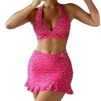Ženski bikini set tiskali su tri plažne haljine vruće kupaće kostime bikini set kupaći kostim žene ženske