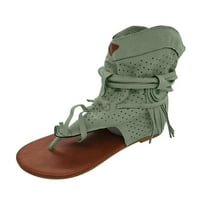 Sandale za žene Retro boemijske gladijatorske obrube casual sandale ravne kopče cipele za gležnjače