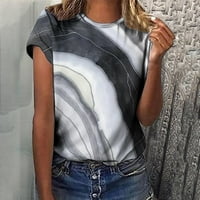 Ženski ljetni vrhovi kamen gradijentne boje vrhovi okrugli vrat Print majica modna casual labava bluza