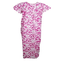 Maxi Caftan haljina, kaftan, ružičasto bijelo tiskovina za spavanje, L