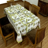 Bijeli i žuti indijski ručni blok cvjetni ispisani uskrsni stolnjak pamuk tkanina za stol za stol i