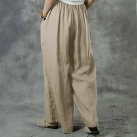 Posteljine hlače za žene Ljetni casual labavi elastični pojačani džepovi širokim ležaljkama hlače elegantne