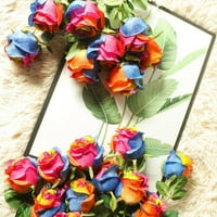 Lažne ruže vjenčani cvjetovi Real Touch Silk Rainbow umjetni cvjetovi stabljike