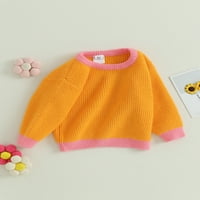 TODDLER Baby Boy Girt Pleteni džemper Kontrast boja s dugim rukavima Crewneck Pleteni pulover vrhovi pada zimska topla odjeća