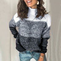 Ženski blok u boji prugasti džemper s visokim vratom Klintni pulover Jumper vrhovi džemperi za žene