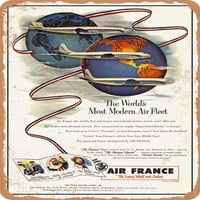 Metalni znak - najmodernija zračna flota na svijetu francuska aviokompanija Vintage ad - Vintage Rusty