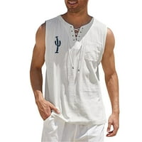 Muški tenk gornji rezervoar za majice bez rukava s majicama čvrstog ispisa bijeli l