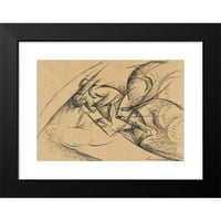 Umberto Boccioni crni moderni uokvireni muzejski umjetnički ispis pod nazivom - Studija za dinamičnu