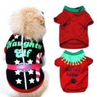 Naiyafly Pet Božićna odjeća Pamučna košulja za pse Puppy Tee majice, Kostimi CAT tenk TOP prsluk, Xmas