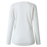 Honeeladyy prodaja Online ženske dugih rukava pletene bluze tunike Henley majice čvrsto gumb dolje Trendi