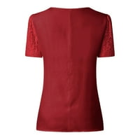 Ženske vrhove Dressy Casual V izrez Majice kratkih rukava za žene Čvrsta boja Plus veličina majica