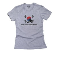 Južna Koreja Olympic - Klizanje brzine kratkog staze - zastava Ženska pamučna siva majica