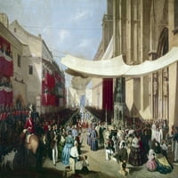Sevilja: Povorku, 1858. Nprocession Corpus Christi, Sevilja, Španija. Ulje na platnu, 1858. godine,