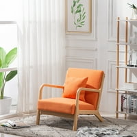 Winado Moderna akcentna stolica za zabavu Sjedalo za slobodno vrijeme sa punim drvenim nogama narandžastom