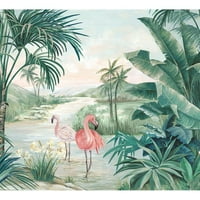 WATTS, Eva Crni moderni uokvireni muzej umjetnički print pod nazivom - Flamingo san