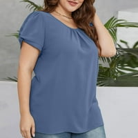 Plus veličine vrhova za ženske majice kratkih rukava za bluze casual labavi fit nagnuta majica za majicu